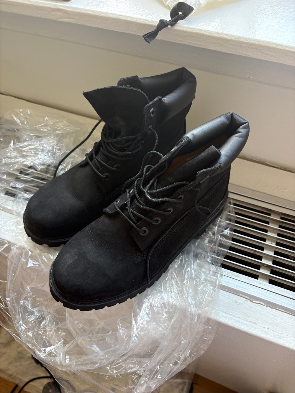 Timberland Black Lace-Up Nubuck Work Boots